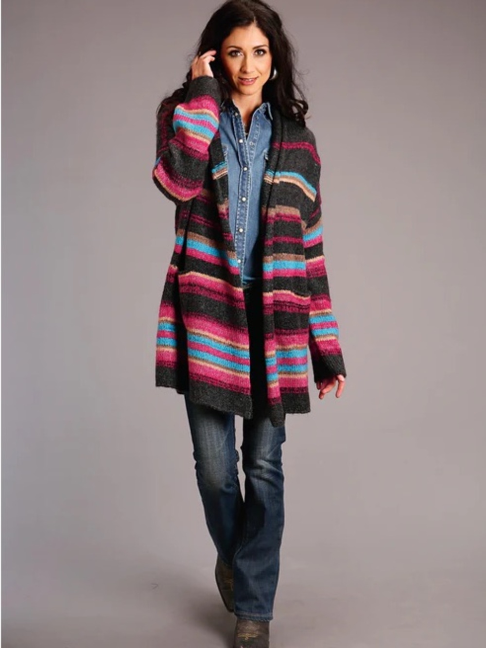 NWT Stetson Oversized Cardigan Sweater Size Medium Cozy Western Cowgirl Y7